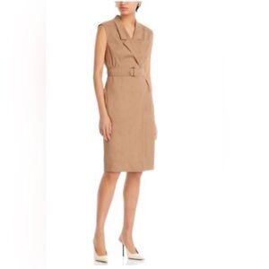 Boss ‘Drupe’ Tan Belted Midi Dress- size 2